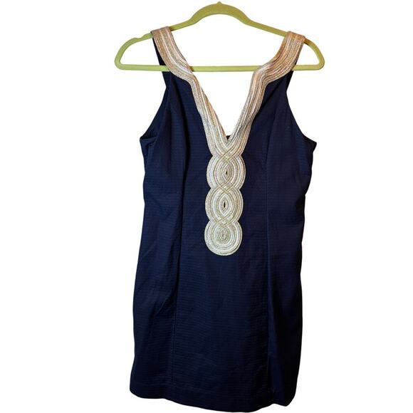 Lilly Pulitzer Valli Shift Dress In True Navy . Embellished Size 6 Rv $198 - Picture 3 of 16